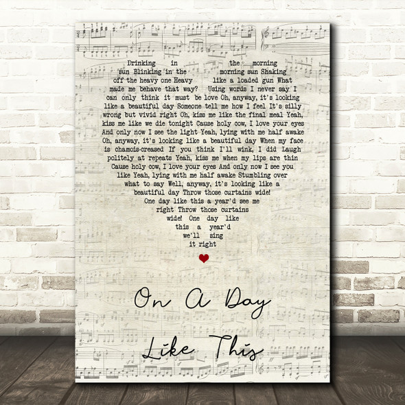 Elbow On A Day Like This Script Heart Song Lyric Print