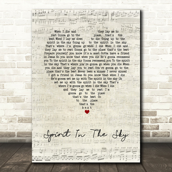 Norman Greenbaum Spirit In The Sky Script Heart Song Lyric Print