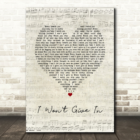 ASKING ALEXANDRIA I Won't Give In Script Heart Song Lyric Print