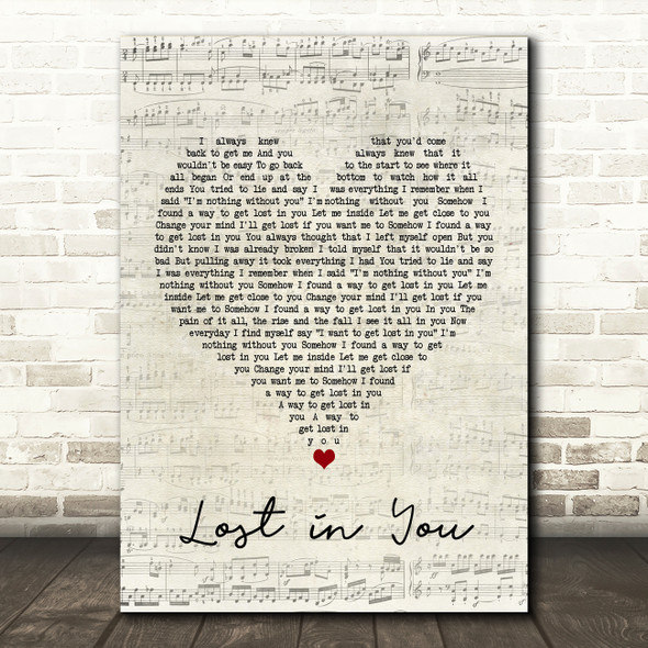 Three Days Grace Lost in You Script Heart Song Lyric Print