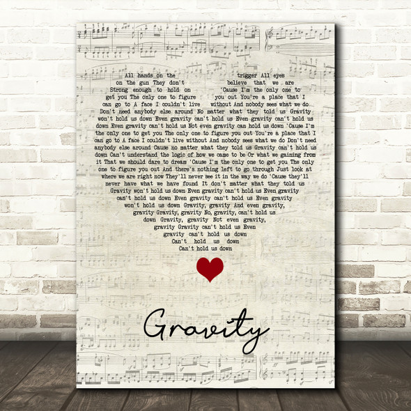 DJ Fresh feat Ella Eyre Gravity Script Heart Song Lyric Print