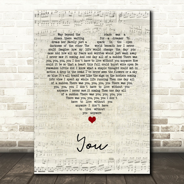 A Great Big World You Script Heart Song Lyric Print