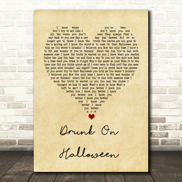 Wallows Drunk On Halloween Vintage Heart Song Lyric Print