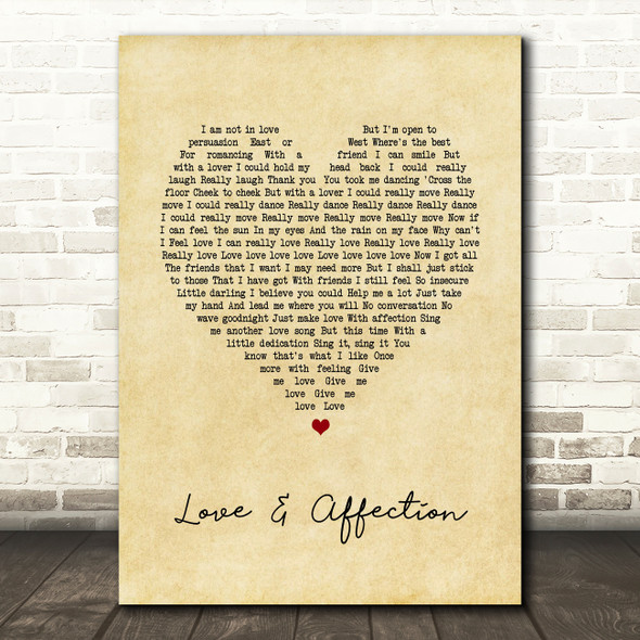 Joan Armatrading Love & Affection Vintage Heart Song Lyric Print