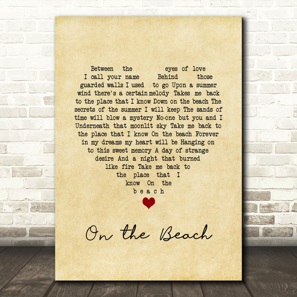 Chris Rea On the Beach Vintage Heart Song Lyric Print