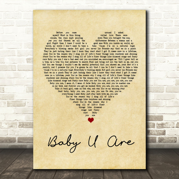 Gerald Levert Baby U Are Vintage Heart Song Lyric Print