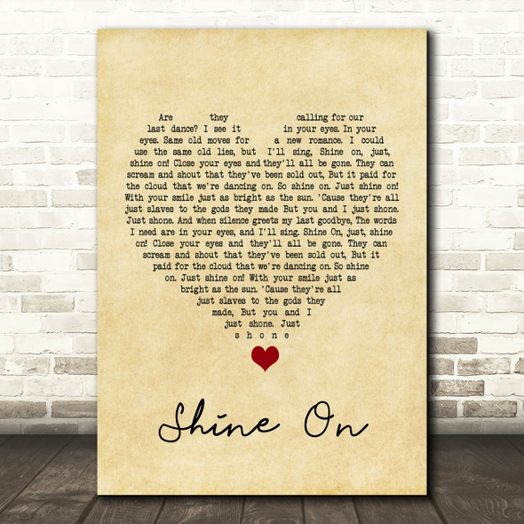 James Blunt Shine On Vintage Heart Song Lyric Print