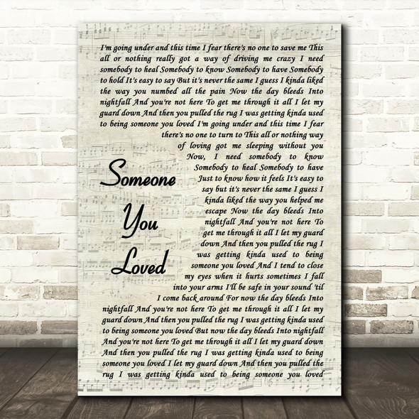 Lewis Capaldi Someone You Loved Vintage Script Song Lyric Print