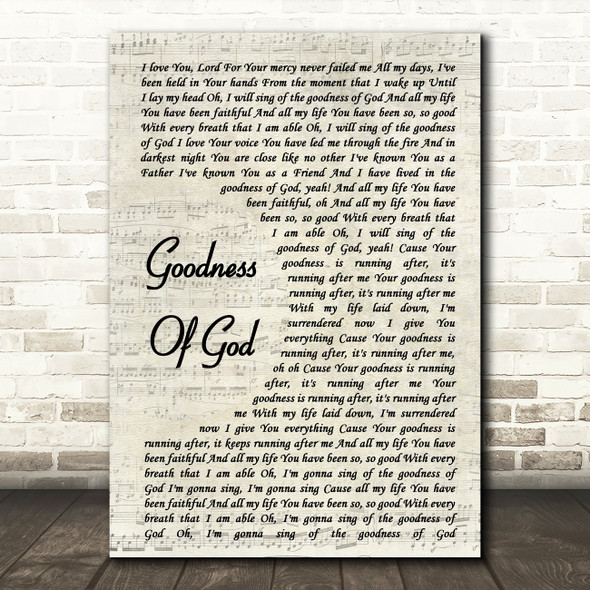 Jenn Johnson Goodness Of God Vintage Script Song Lyric Print