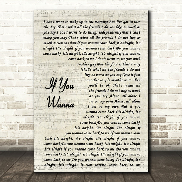 The Vaccines If You Wanna Vintage Script Song Lyric Print