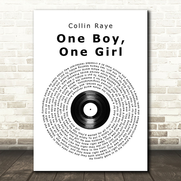 Collin Raye One Boy, One Girl Vinyl Record Song Lyric Print