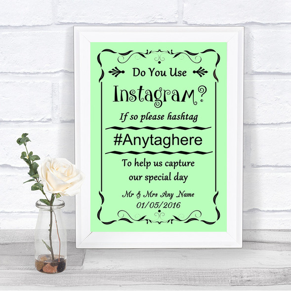 Green Instagram Photo Sharing Personalized Wedding Sign