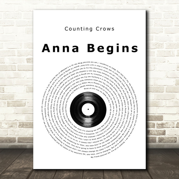 Counting Crows Anna Begins Vinyl Record Song Lyric Print