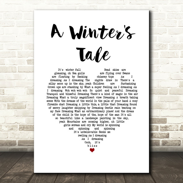 Queen A Winter's Tale White Heart Song Lyric Print