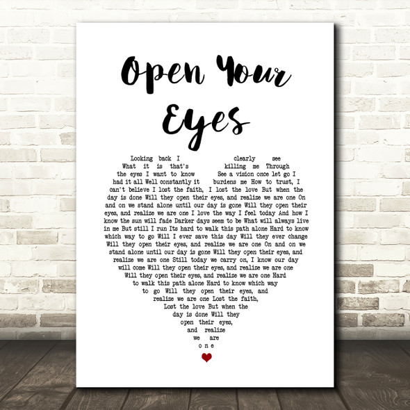 Alter Bridge Open Your Eyes White Heart Song Lyric Print