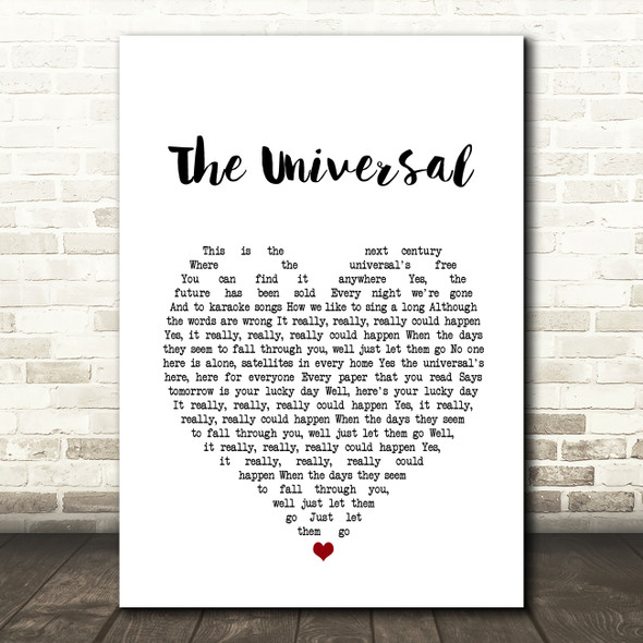 Blur The Universal White Heart Song Lyric Print