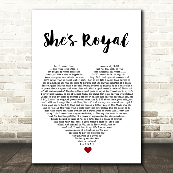 Tarrus Riley She's Royal White Heart Song Lyric Print