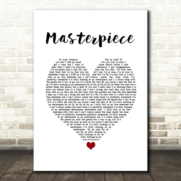 Jessie J Masterpiece White Heart Song Lyric Print