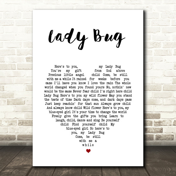Cody Jinks Lady Bug White Heart Song Lyric Print