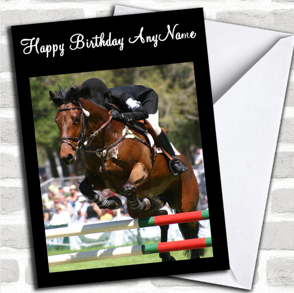 Show Jumping Horse Personalized Birthday Card