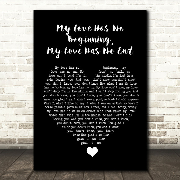 Nancy Wilson My Love Has No Beginning, My Love Has No End Black Heart Song Lyric Quote Music Poster Print