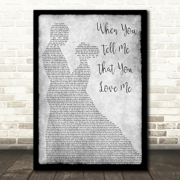 Diana Ross When You Tell Me That You Love Me Grey Man Lady Dancing Song Lyric Quote Music Poster Print