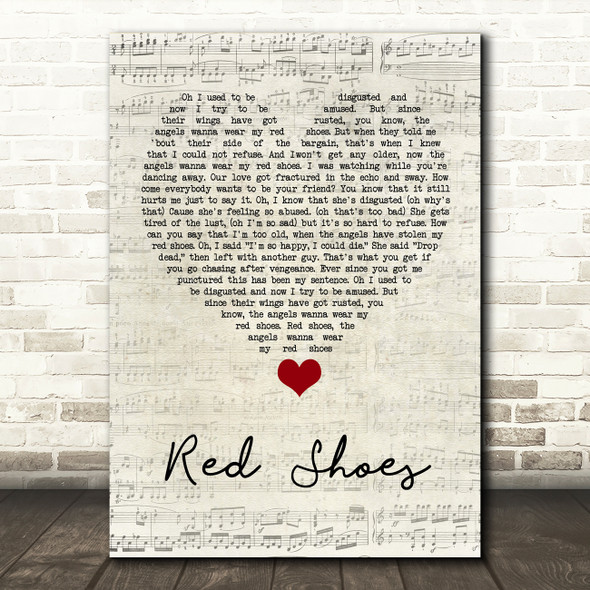 Elvis Costello (The Angels Wanna Wear My) Red Shoes Script Heart Song Lyric Quote Music Poster Print