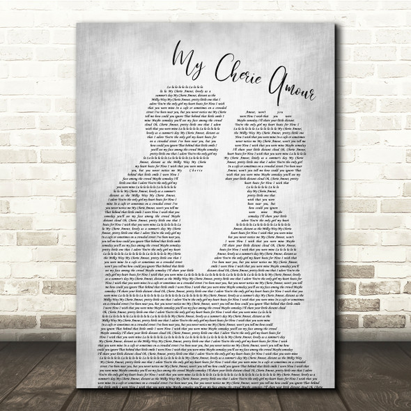 Stevie Wonder My Cherie Amour Man Lady Bride Groom Wedding Grey Song Lyric Quote Music Poster Print