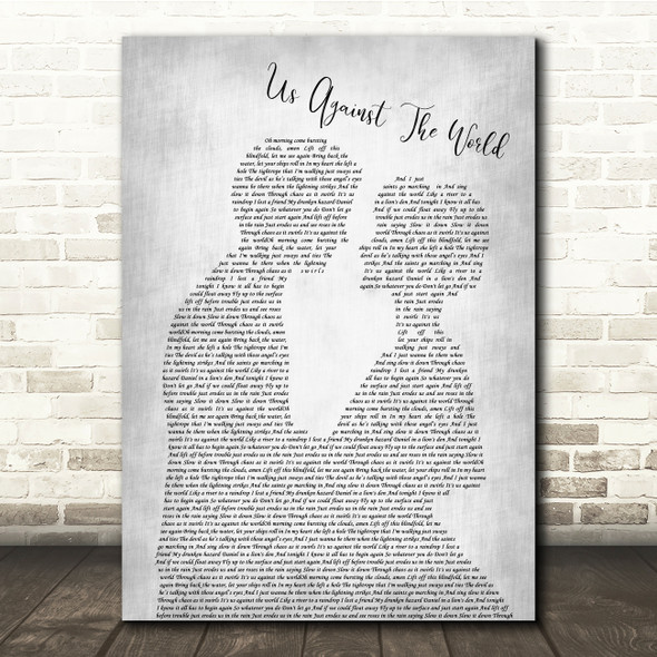Coldplay Us Against The World Man Lady Bride Groom Wedding Grey Song Lyric Quote Music Poster Print