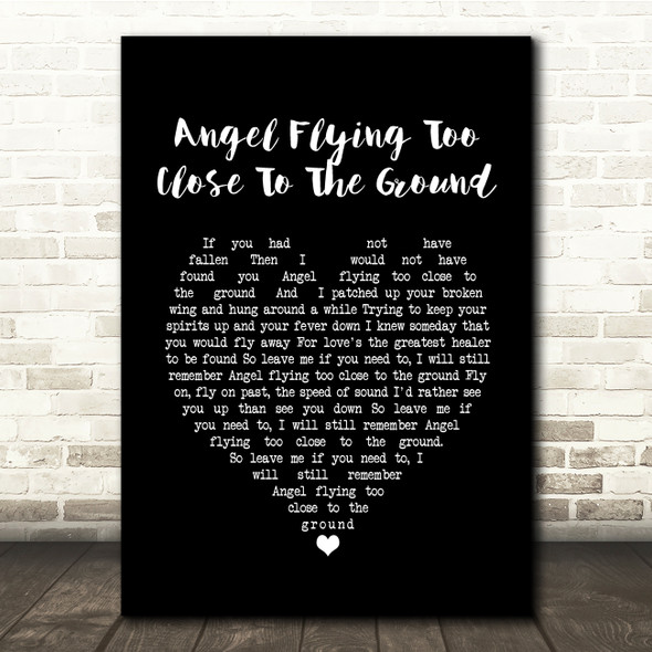 Willie Nelson Angel Flying Too Close To The Ground Black Heart Song Lyric Quote Music Poster Print