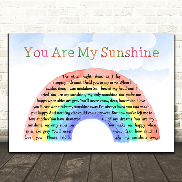 Johnny Cash You Are My Sunshine Watercolour Rainbow & Clouds Song Lyric Quote Music Poster Print