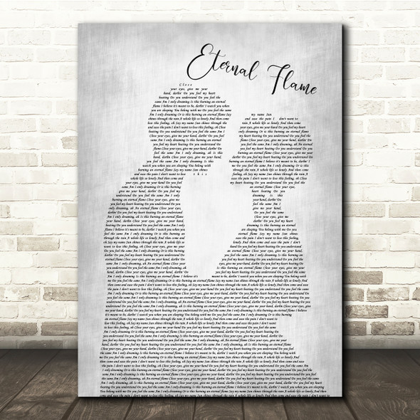 The Bangles Eternal Flame Man Lady Bride Groom Wedding Grey Song Lyric Quote Music Poster Print