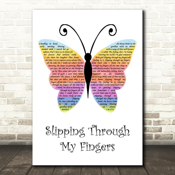 ABBA Slipping Through My Fingers Rainbow Butterfly Song Lyric Quote Music Poster Print