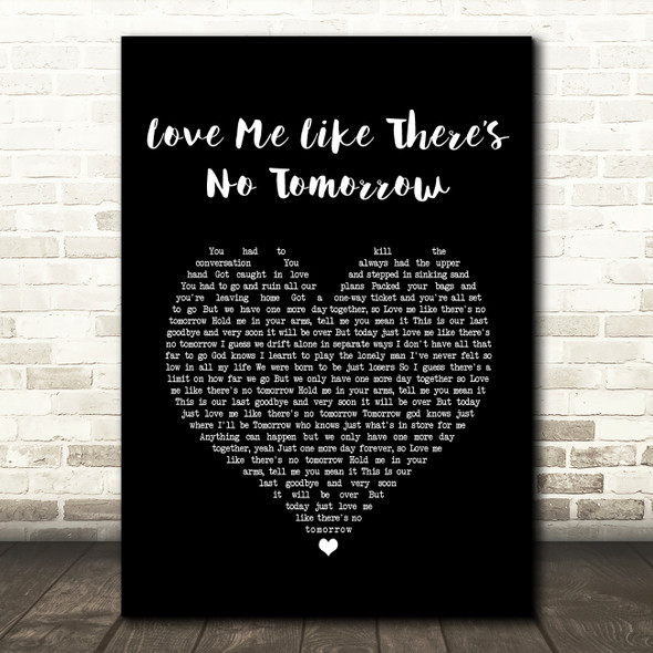 Freddie Mercury Love Me Like Theres No Tomorrow Black Heart Song Lyric Quote Music Poster Print