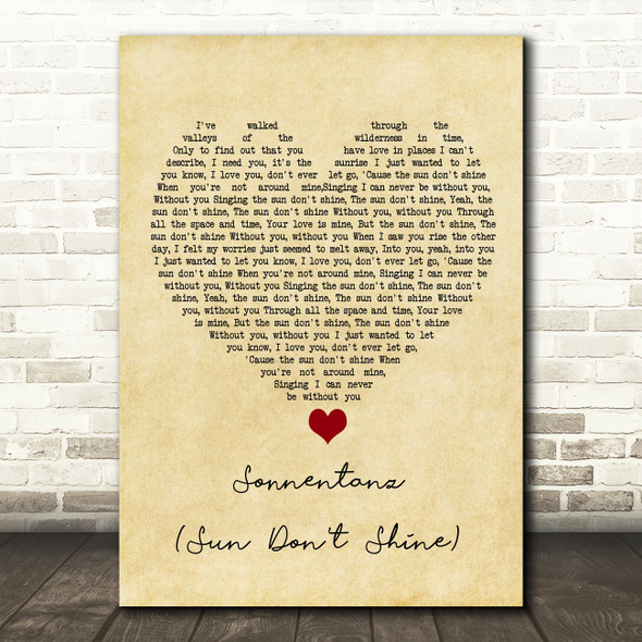Klangkarussell Sonnentanz (Sun Don't Shine) Vintage Heart Song Lyric Quote Music Poster Print