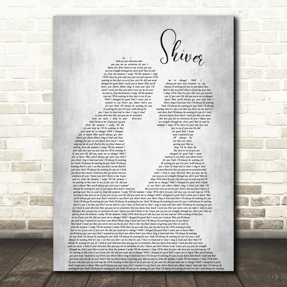 Coldplay Shiver Man Lady Bride Groom Wedding Grey Song Lyric Quote Music Poster Print