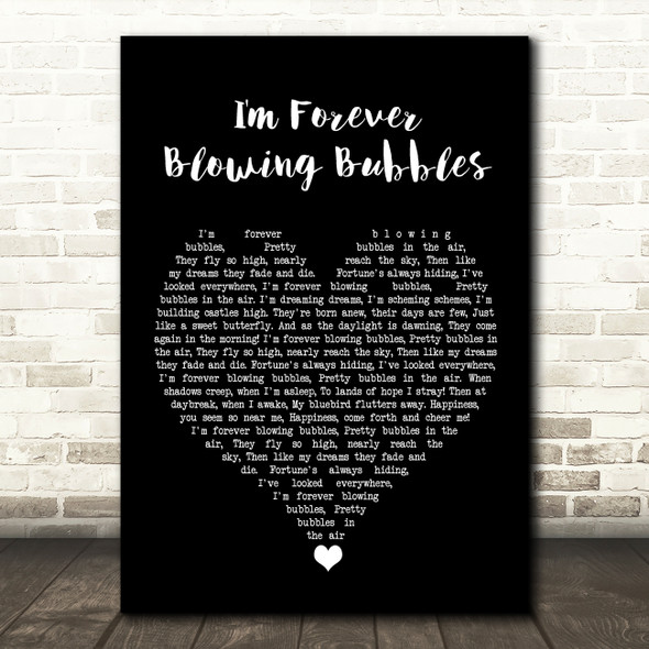 Cockney Rejects I'm Forever Blowing Bubbles Black Heart Song Lyric Quote Music Poster Print