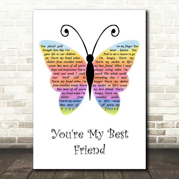 Don Williams You're My Best Friend Rainbow Butterfly Song Lyric Quote Music Poster Print