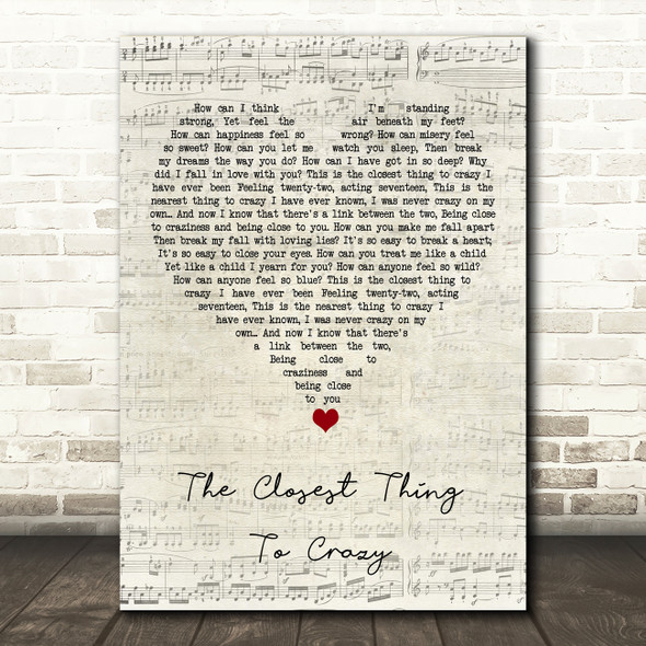 Katie Melua The Closest Thing To Crazy Script Heart Song Lyric Quote Music Poster Print