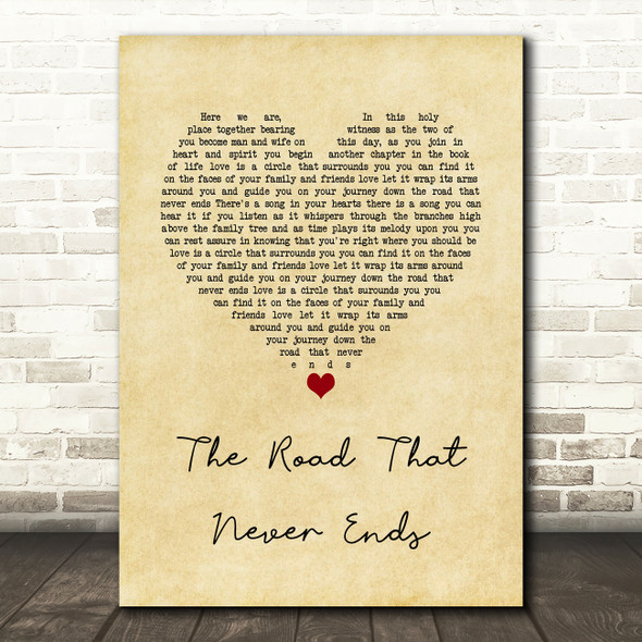 Keali'i Reichel The Road That Never Ends Vintage Heart Song Lyric Quote Music Poster Print
