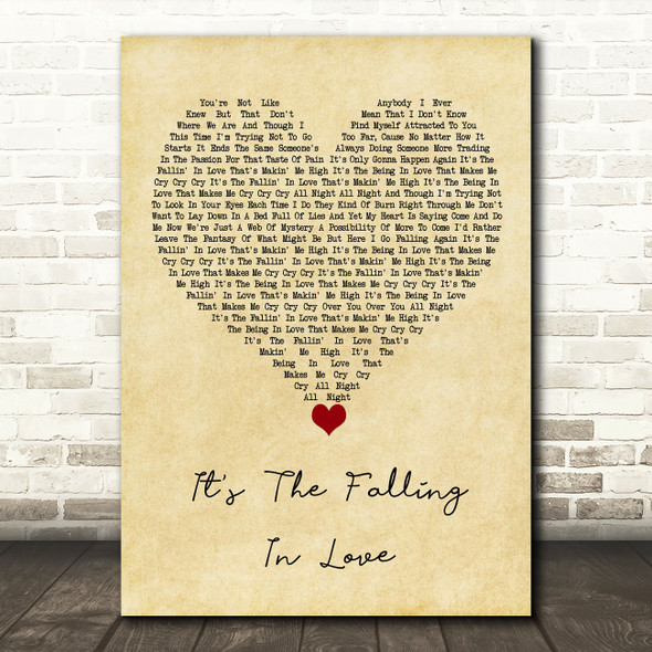 Michael Jackson It's The Falling In Love Vintage Heart Song Lyric Quote Music Poster Print