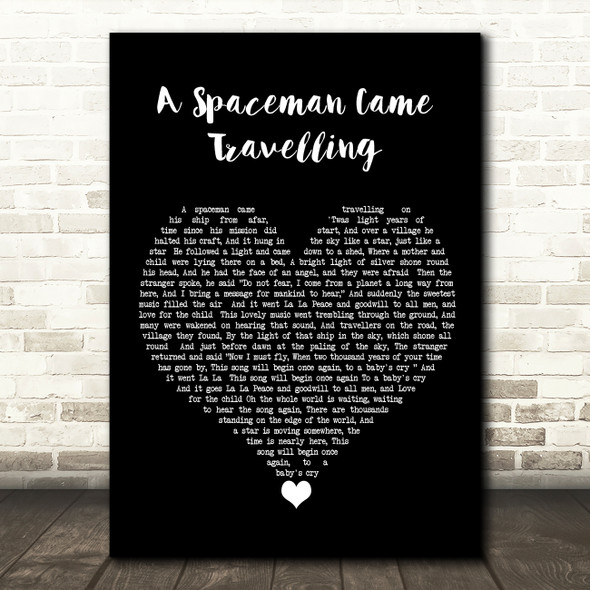 Chris De Burgh A Spaceman Came Travelling Black Heart Song Lyric Quote Music Poster Print