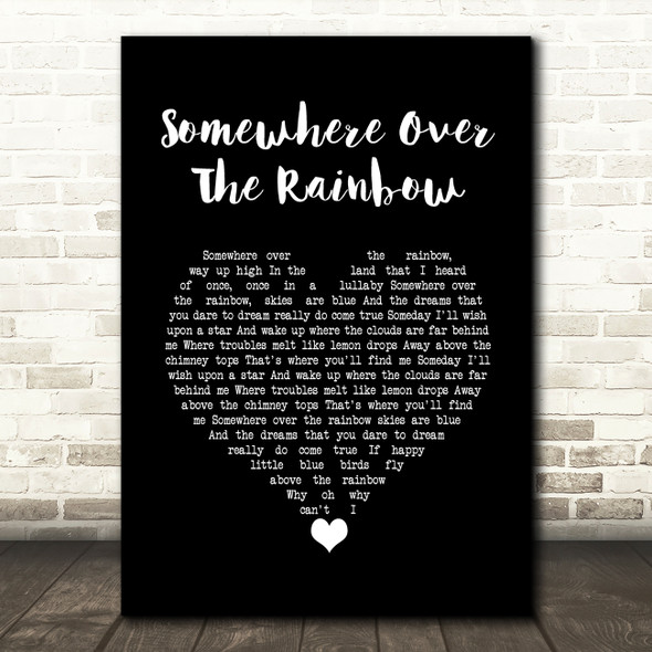 Eva Cassidy Somewhere over the rainbow Black Heart Song Lyric Quote Music Poster Print