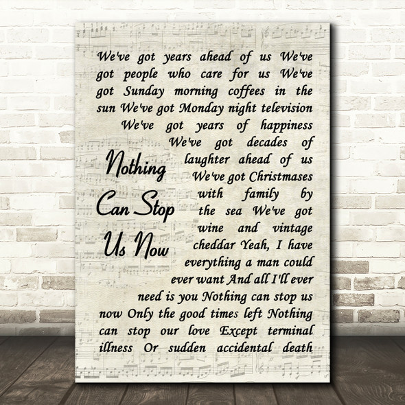 Tim Minchin Nothing Can Stop Us Now Vintage Script Song Lyric Quote Music Poster Print