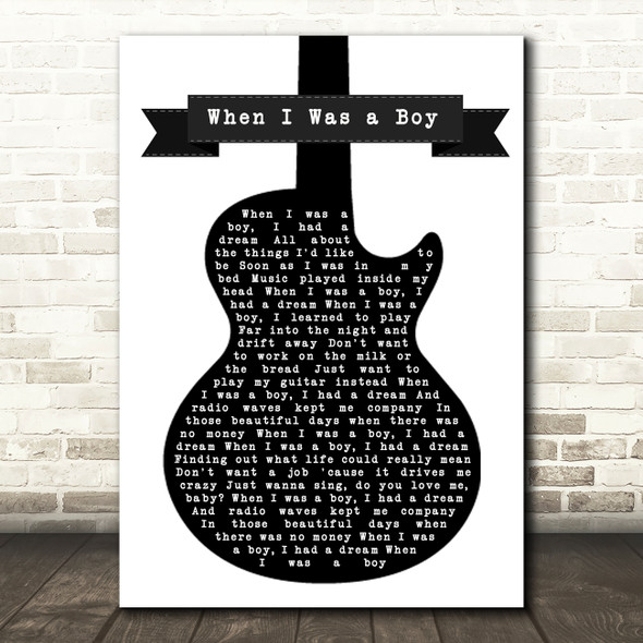 Electric Light Orchestra When I Was a Boy Black & White Guitar Song Lyric Quote Music Poster Print