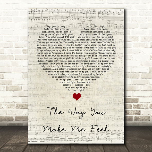 Michael Jackson The Way You Make Me Feel Script Heart Song Lyric Quote Music Poster Print