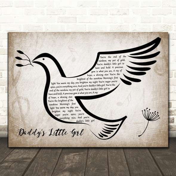 Michael Bolton Daddy's Little Girl Vintage Dove Bird Song Lyric Quote Music Poster Print