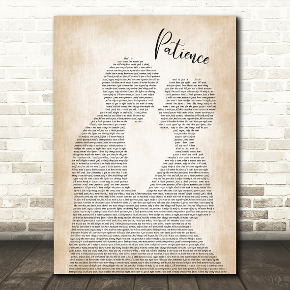 Guns N' Roses Patience Man Lady Bride Groom Wedding Song Lyric Quote Music Poster Print