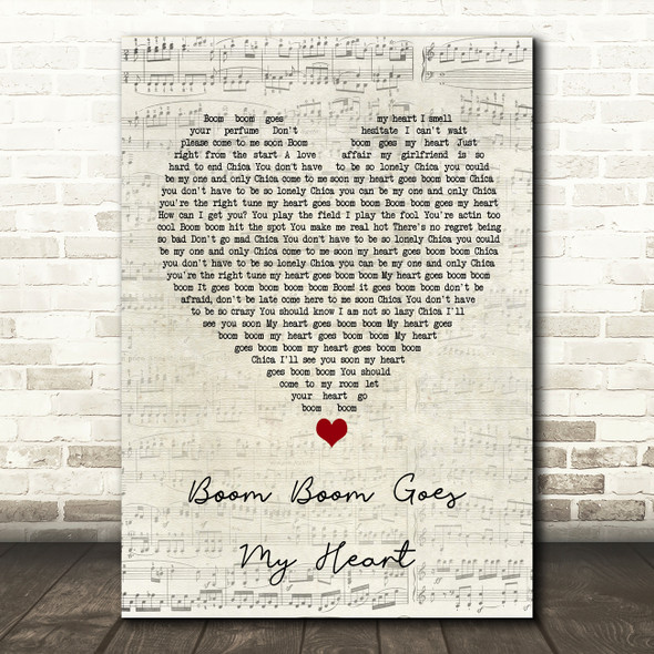 Alex Swings Oscar Sings Boom Boom Goes My Heart Script Heart Song Lyric Quote Music Poster Print