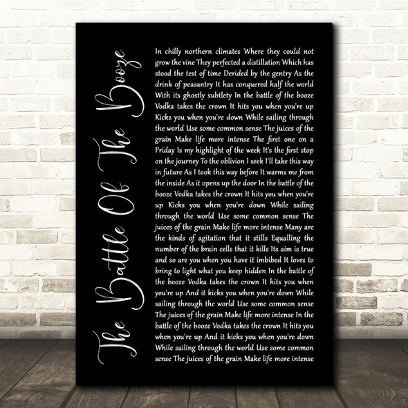 The Proclaimers The Battle Of The Booze Black Script Song Lyric Quote Music Poster Print